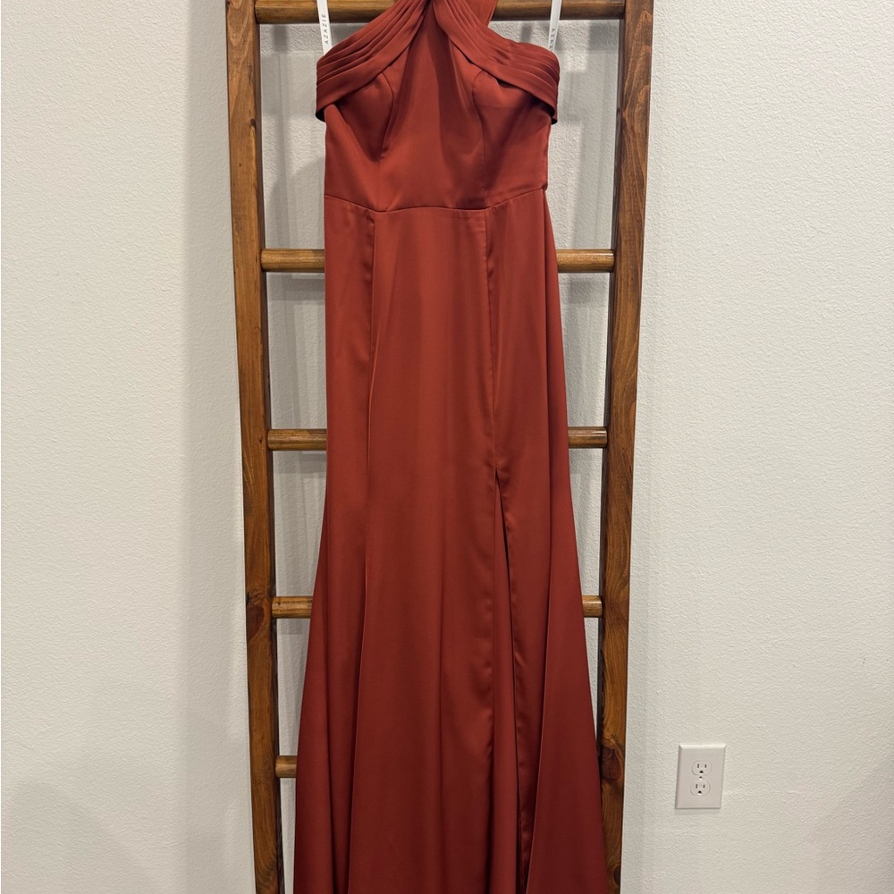 Rust Red Halter Evening Dress - Women Dresses